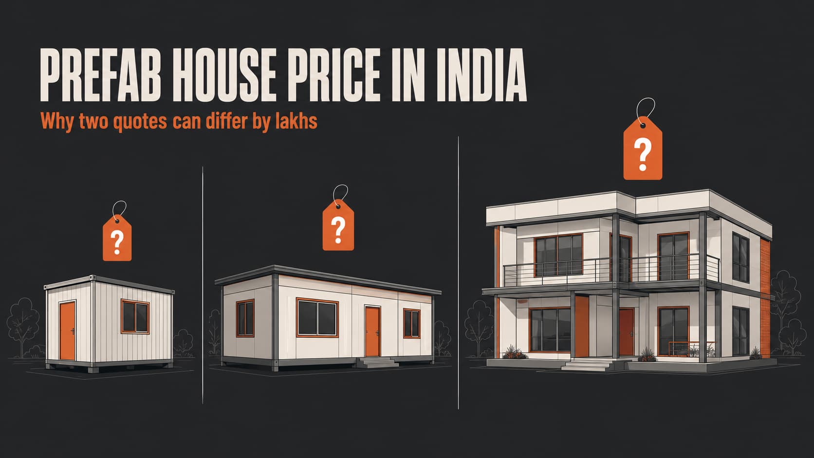 Four types of prefab house sold in India compared by size and price