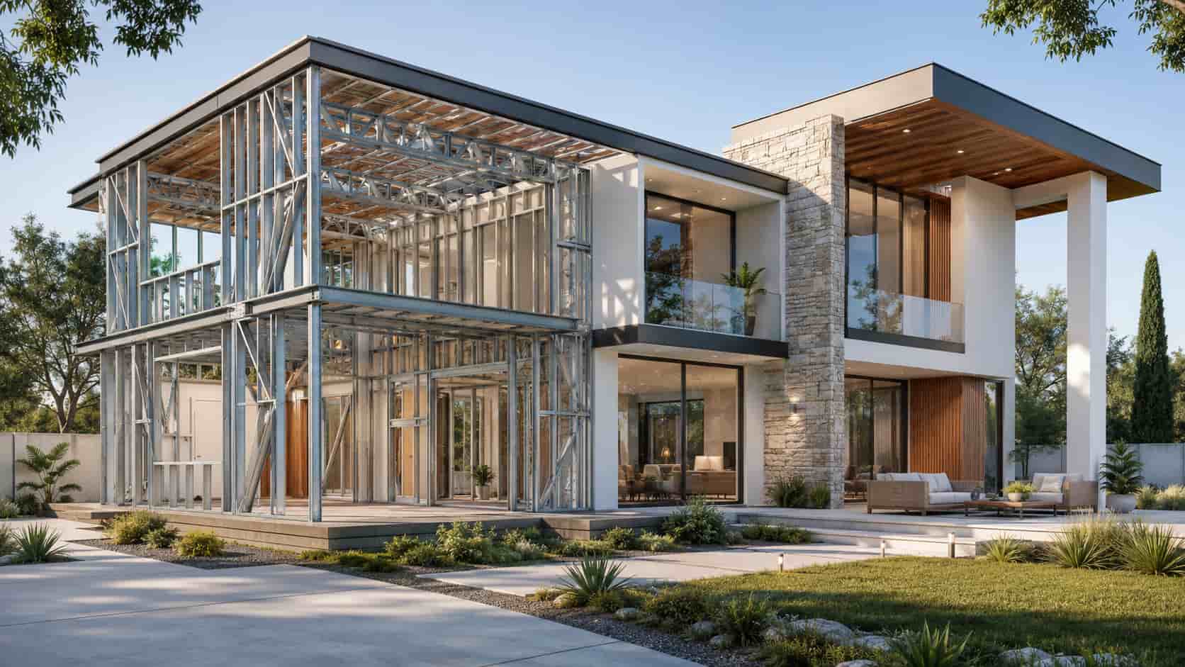 lgsf residential steel building g+ 2