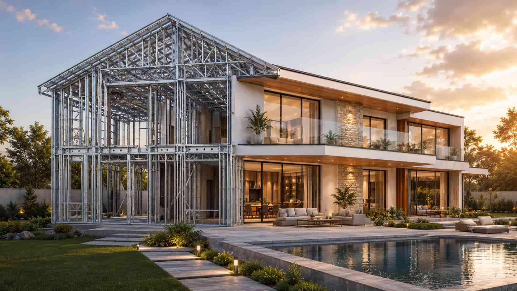 lgsf steel building for villa house