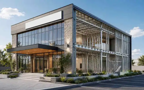 Steel frame commercial showroom building